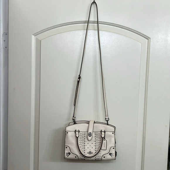 Coach Mercer Satchel 24 Bandana Rivets Chalk F55634 - Picture 2 of 15